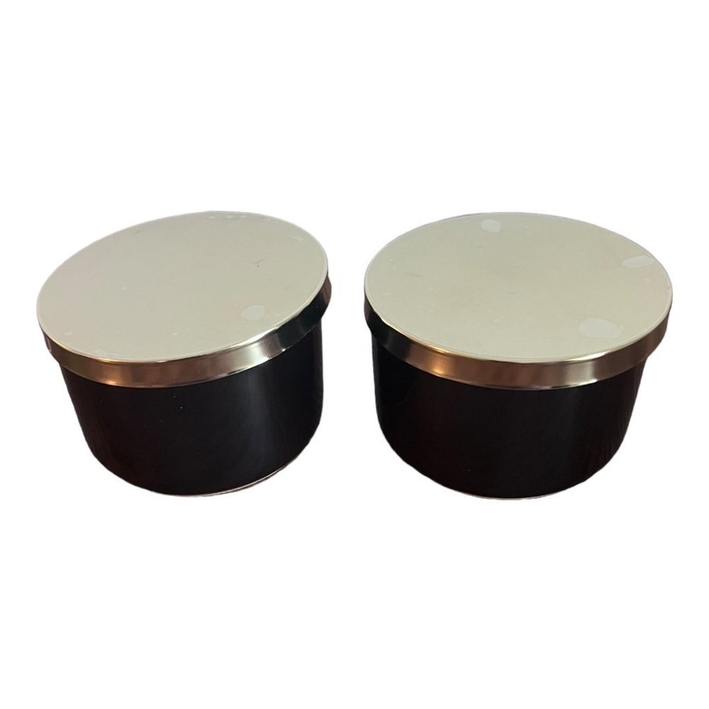 Z Gallerie Storage Duo Set Of 2 Ceramic Canisters Metal Lids 2.5x4 in 8.4oz NEW - Picture 4 of 9